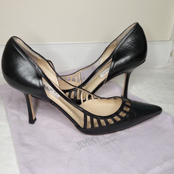 JIMMY CHOO black leather high heels - Picture 1 of 15